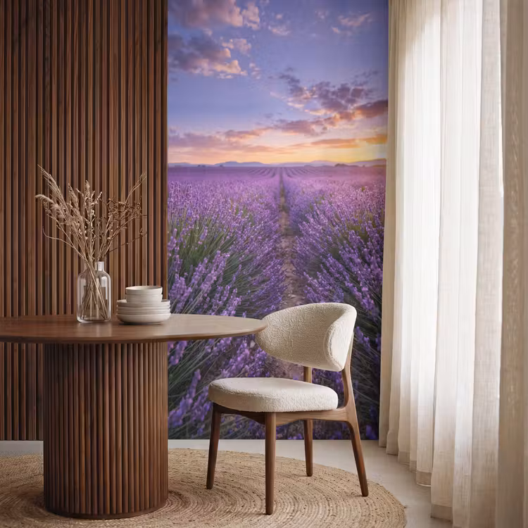 Lavendel - Veld - Natuur - Paars Behang Vlies klein -sfeer1