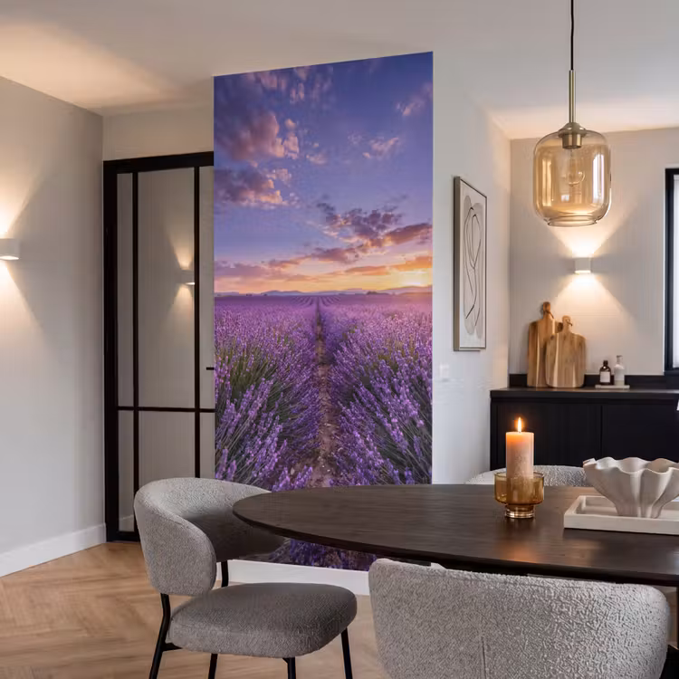 Lavendel - Veld - Natuur - Paars Behang Vlies klein -sfeer3