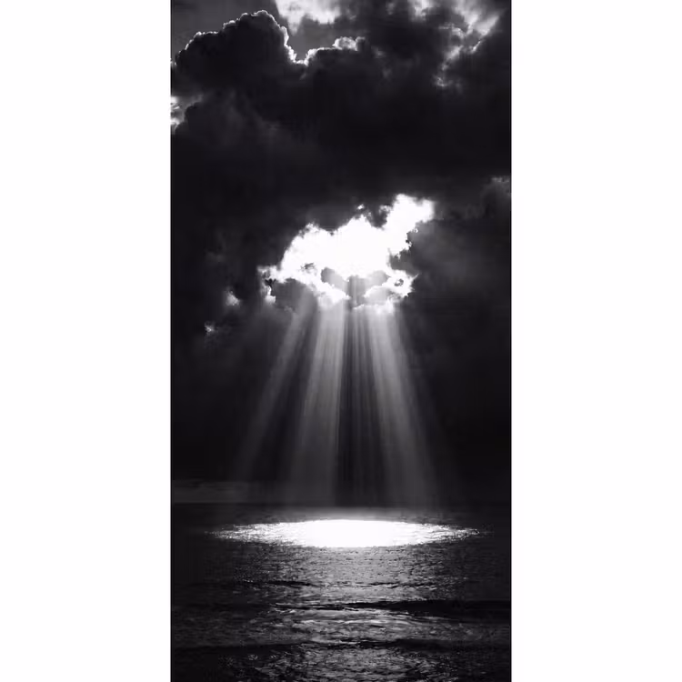 Licht - Wolken - Zee - Zwart-wit - Natuur Behang Vlies klein -3d_website