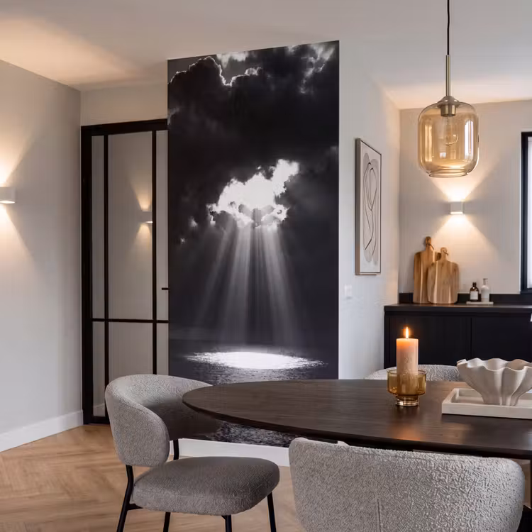 Licht - Wolken - Zee - Zwart-wit - Natuur Behang Vlies klein -sfeer3