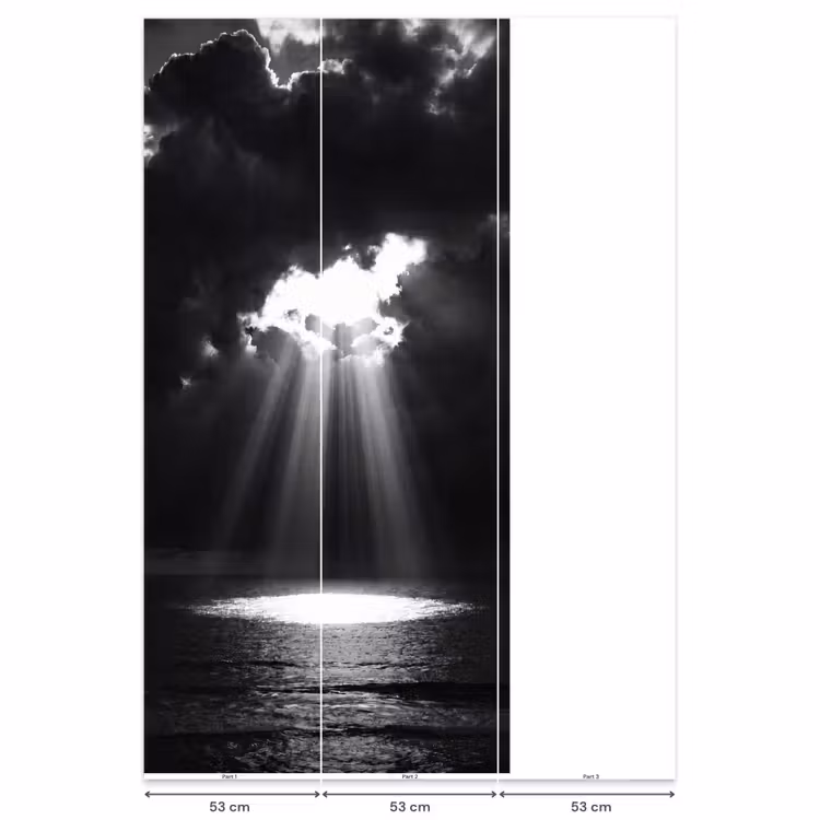 Licht - Wolken - Zee - Zwart-wit - Natuur Behang Vlies klein -USP_banen