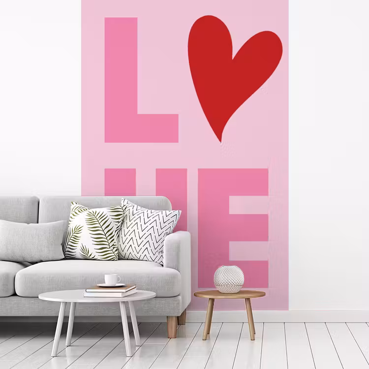 Love - Roze - Hart - Valentijn fotobehang vinyl groot -woonkamer