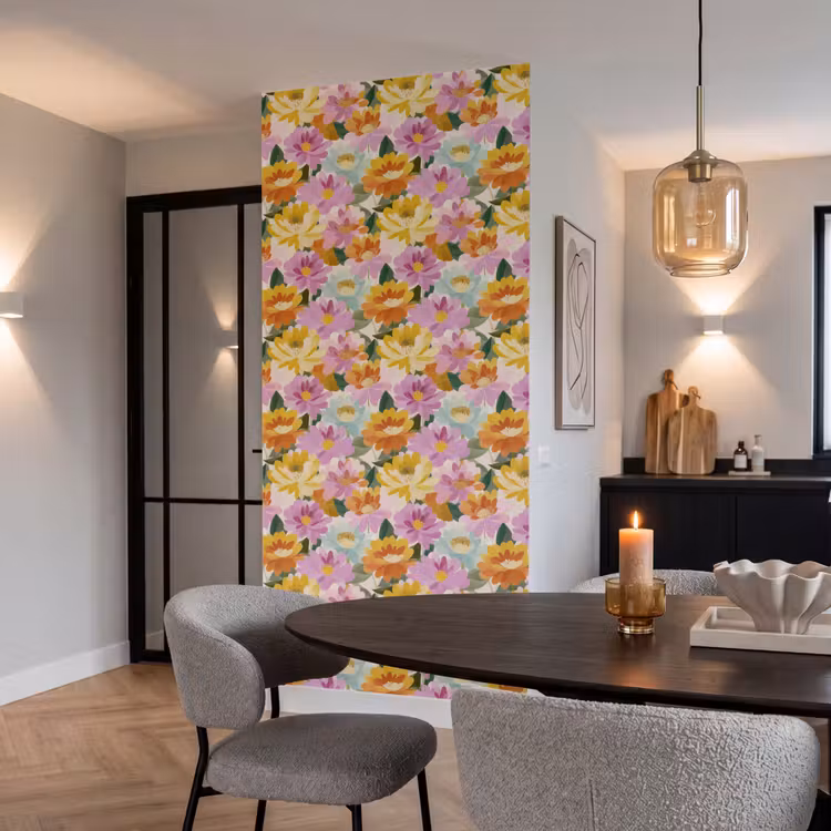 Lelies - Aquarel - Pastel Behang Vlies klein 1076 -sfeer3