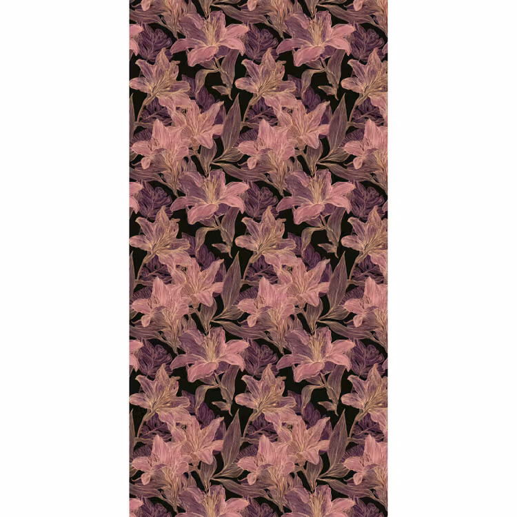 Lelies - Patroon - Paars - Goud Behang Vlies klein 1076 -3d_website