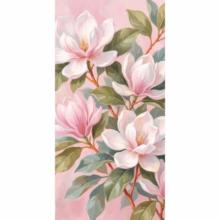 Magnolia's - Patroon - Roze Behang Vlies klein -3d_website
