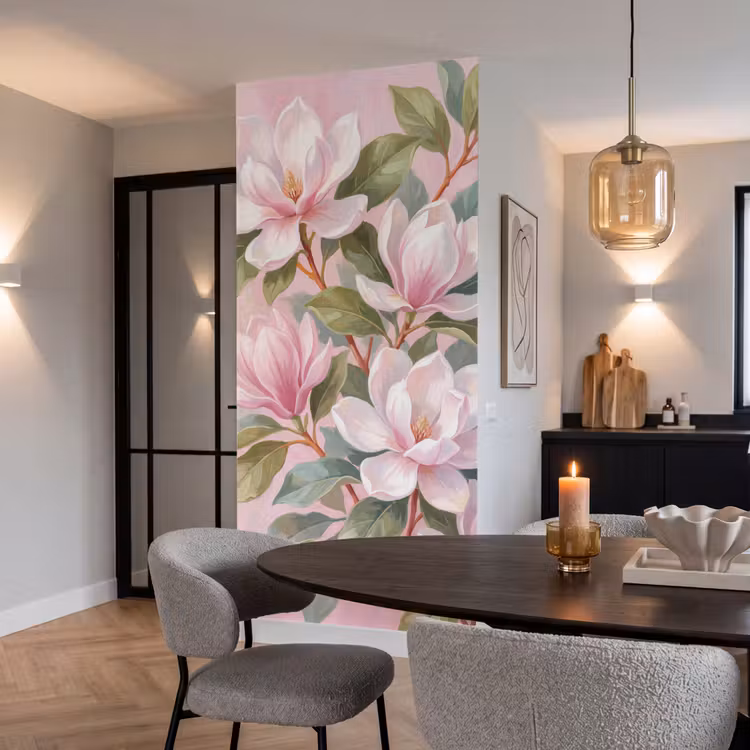 Magnolia's - Patroon - Roze Behang Vlies klein -sfeer3