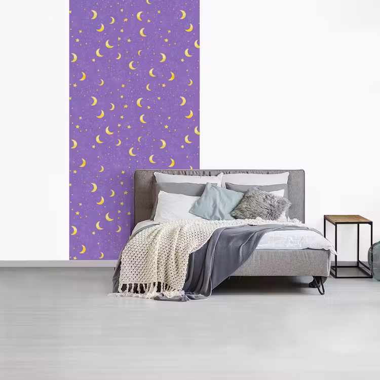 Manen - Sterren - Paars fotobehang vinyl groot 64 -slaapkamer