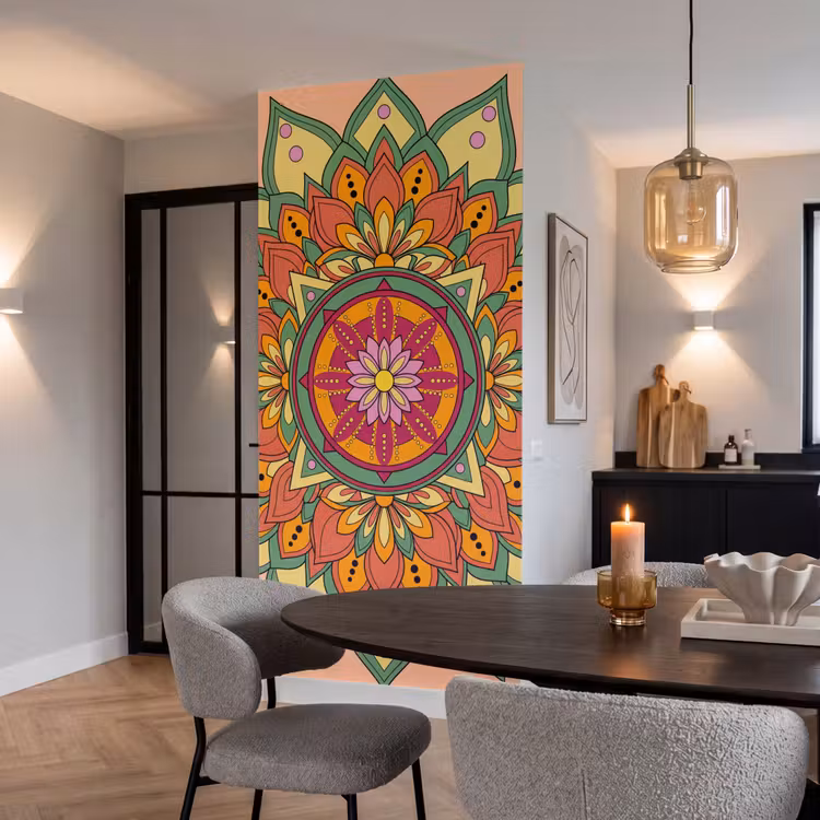 Mandala - Bloemen - Abstract - Kleurrijk Behang Vlies klein -sfeer3