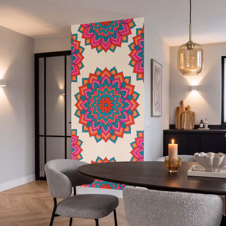 Mandala - Patroon - Abstract - Kleurrijk - Modern Behang Vlies klein -sfeer3