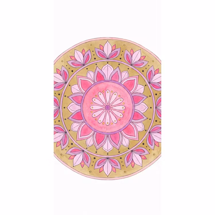 Mandala - Patroon - Kunst - Aquarel - Roze Behang Vlies klein -3d_website