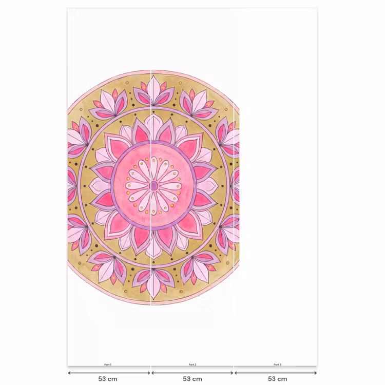 Mandala - Patroon - Kunst - Aquarel - Roze Behang Vlies klein -USP_banen