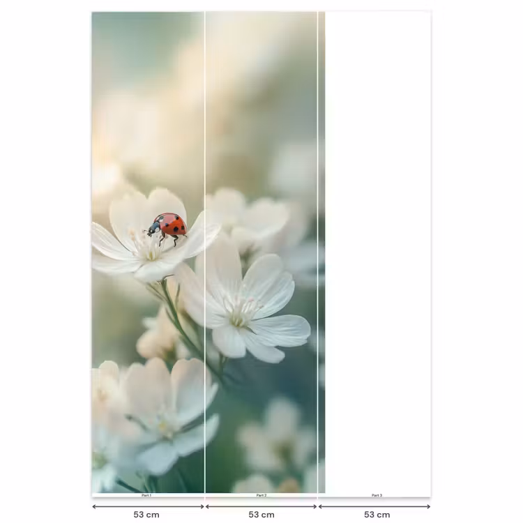 Lieveheersbeestje - Bloemen - Wit Behang Vlies klein -USP_banen