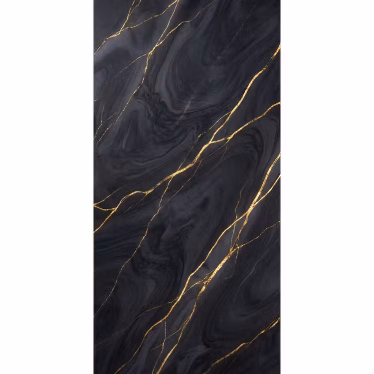 Marmer - Goudaders - Abstract - Modern - Zwart Behang Vlies klein -3d_website