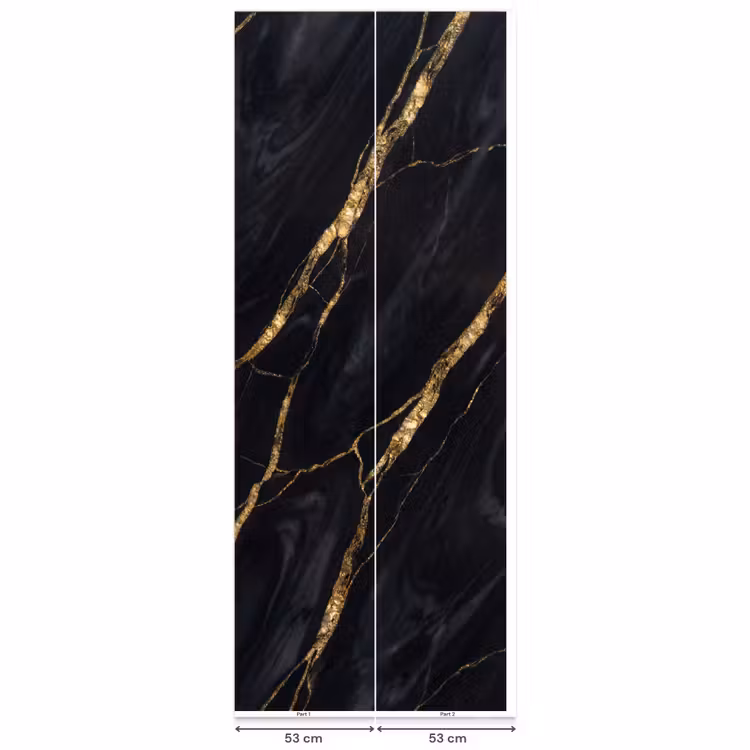 Marmer - Gouden aders - Abstract - Zwart Behang Vlies klein -USP_banen