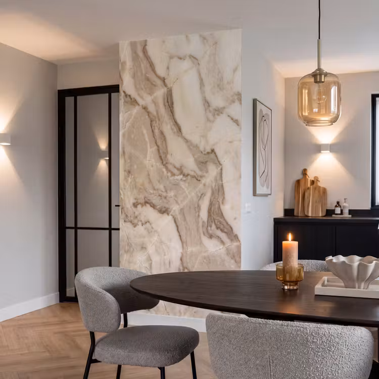 Marmer - Aderen - Textuur - Beige - Modern Behang Vlies klein -sfeer3