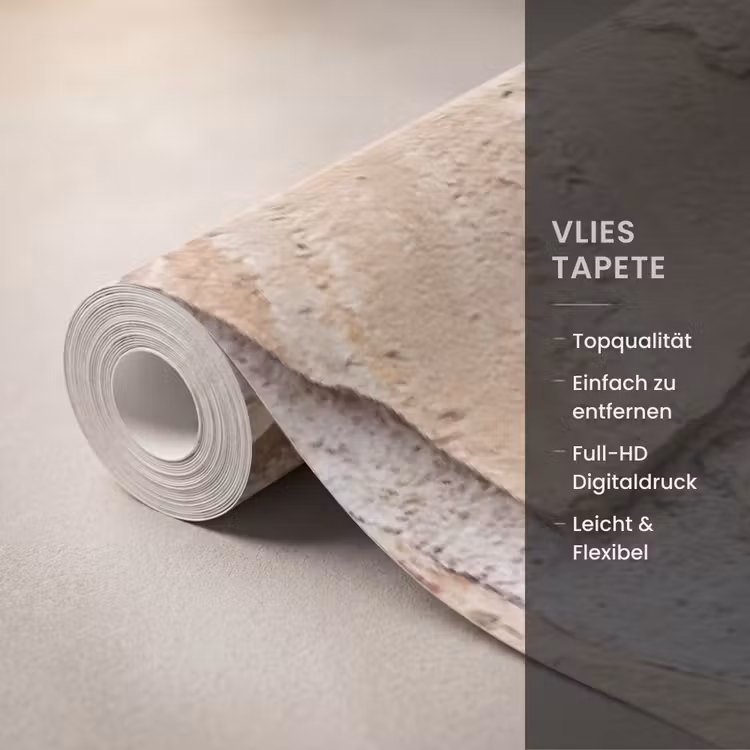 Muur - Steen - Patroon - Rustiek - Beige Behang Vlies klein -USP_closeupDE
