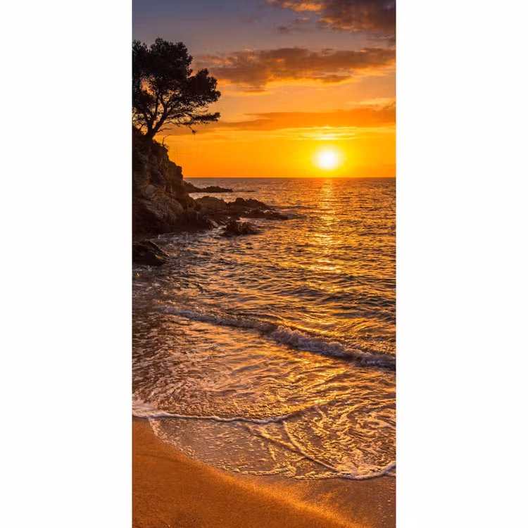 Zee - Kust - Zonsondergang - Natuur - Oranje Behang Vlies klein -3d_website