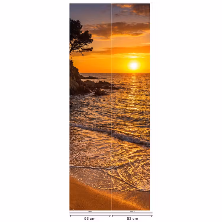Zee - Kust - Zonsondergang - Natuur - Oranje Behang Vlies klein -USP_banen
