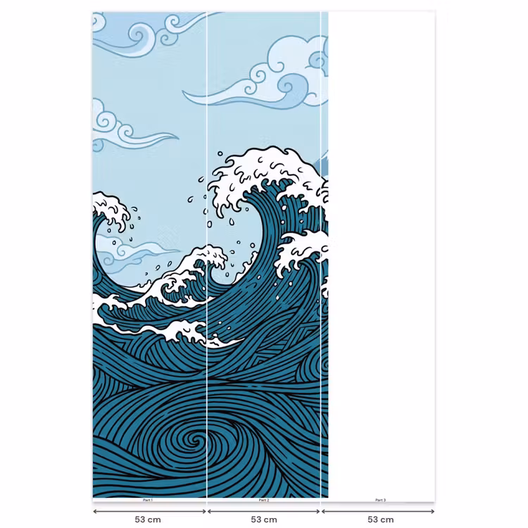Zee - Golven - Japans - Natuur - Blauw Behang Vlies klein -USP_banen