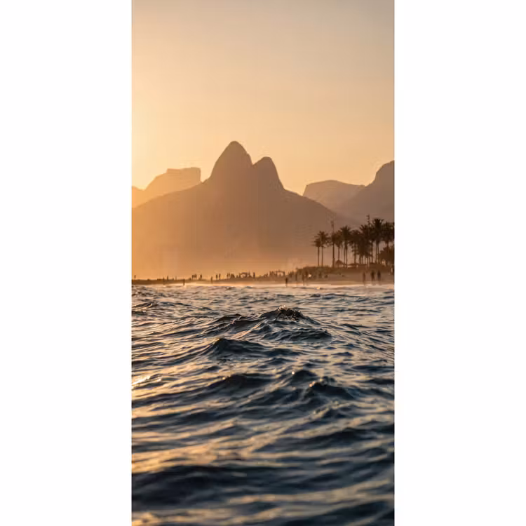 Zee - Golven - Zonsondergang - Kust - Goud Behang Vlies klein -3d_website