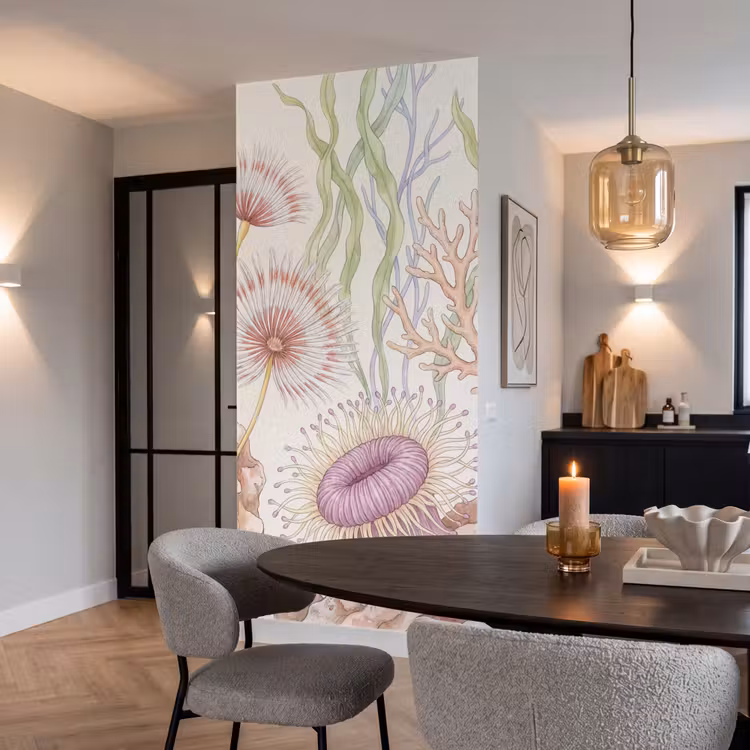 Zeeleven - Koraal - Onderwater - Illustratie - Kleurrijk Behang Vlies klein -sfeer3