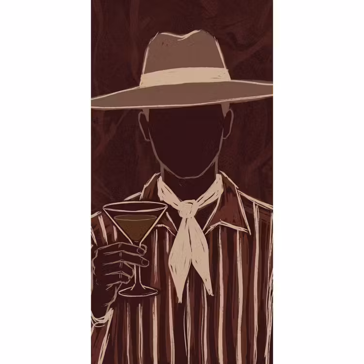 Mens - Hoed - Cocktail - Abstract - Bruin Behang Vlies klein -3d_website