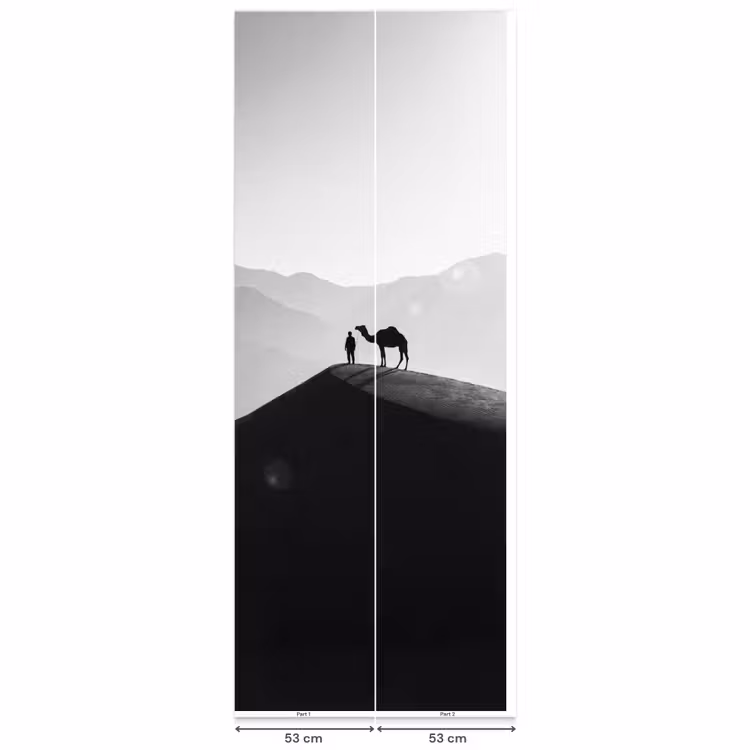 Mens - Kameel - Zandduin - Natuur - Monochroom Behang Vlies klein -USP_banen