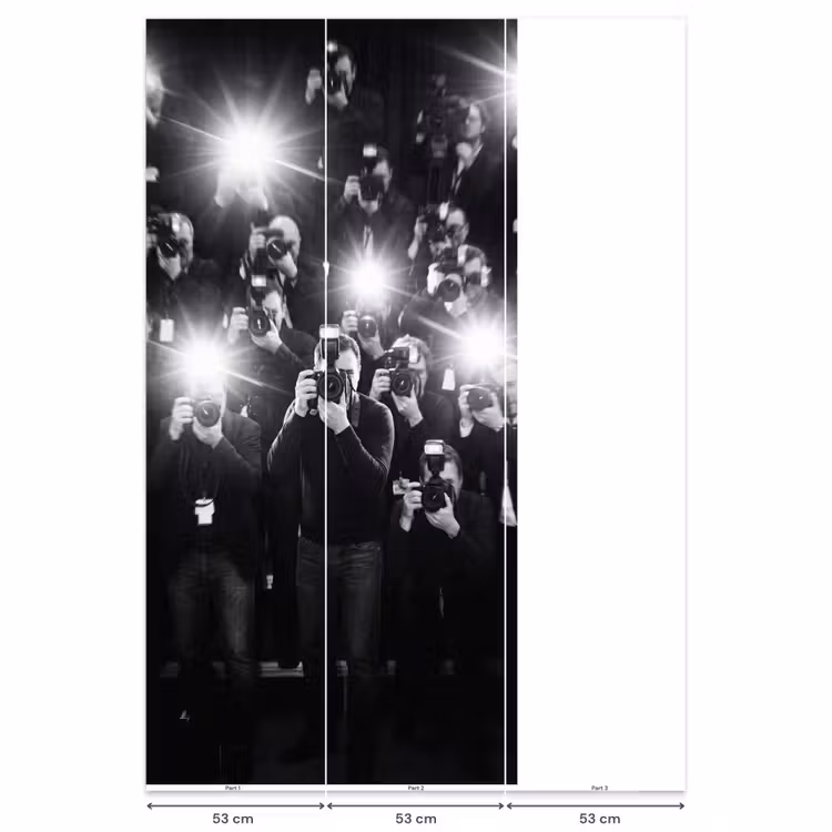 Mensen - Camera - Flitslicht - Zwart-wit - Media Behang Vlies klein -USP_banen