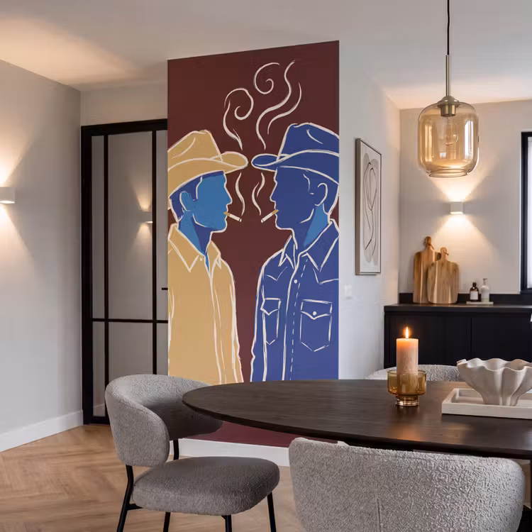 Mensen - Profiel - Sigaret - Abstract - Kunst Behang Vlies klein -sfeer3