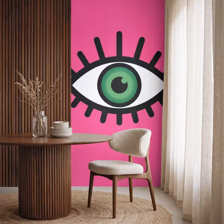 Minimalistisch - Oog - Roze Behang Vlies klein -sfeer1