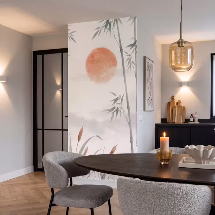 Minimalistisch - Bamboe - Groen Behang Vlies klein -sfeer3