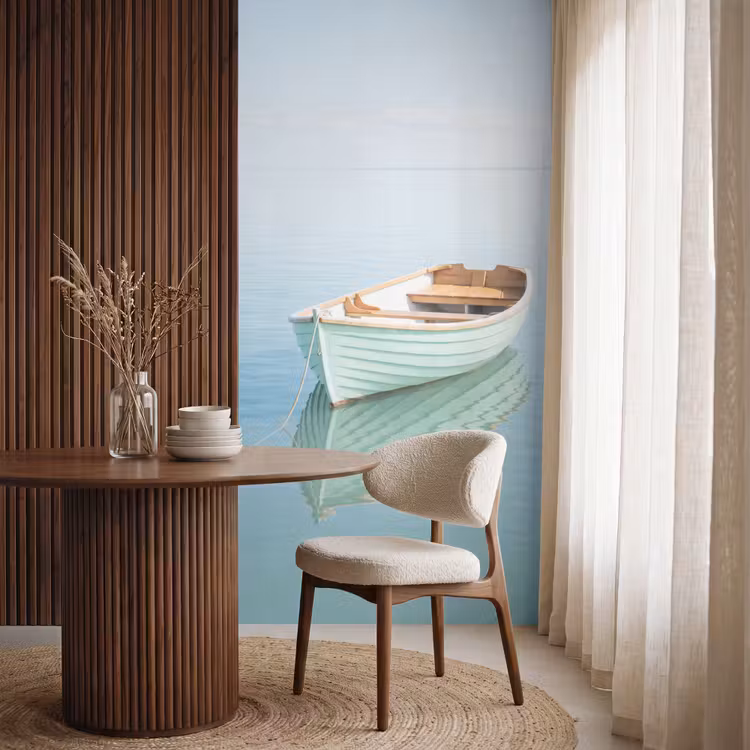 Minimalistisch - Boot - Zee Behang Vlies klein -sfeer1