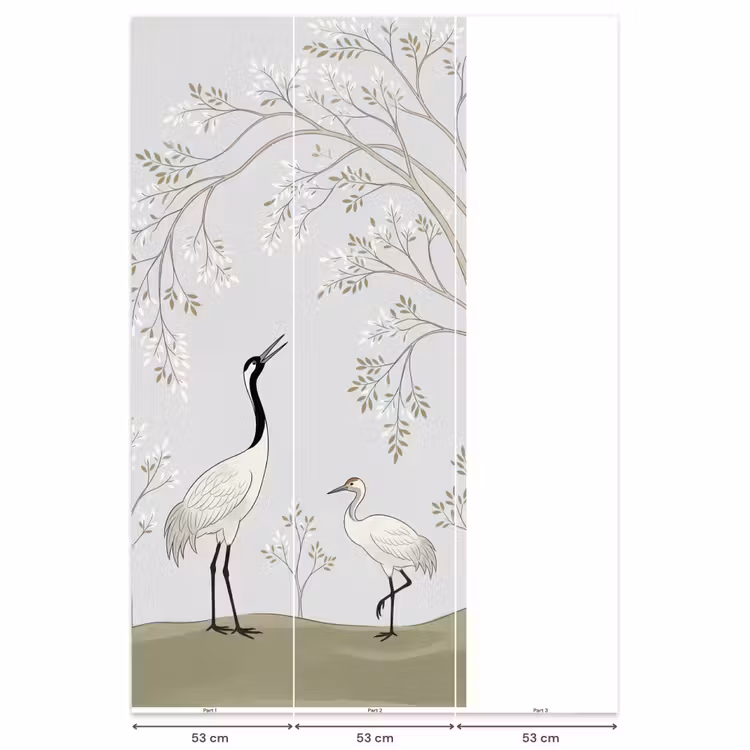 Minimalistisch - Kraanvogels - Blauw Behang Vlies klein -USP_banen
