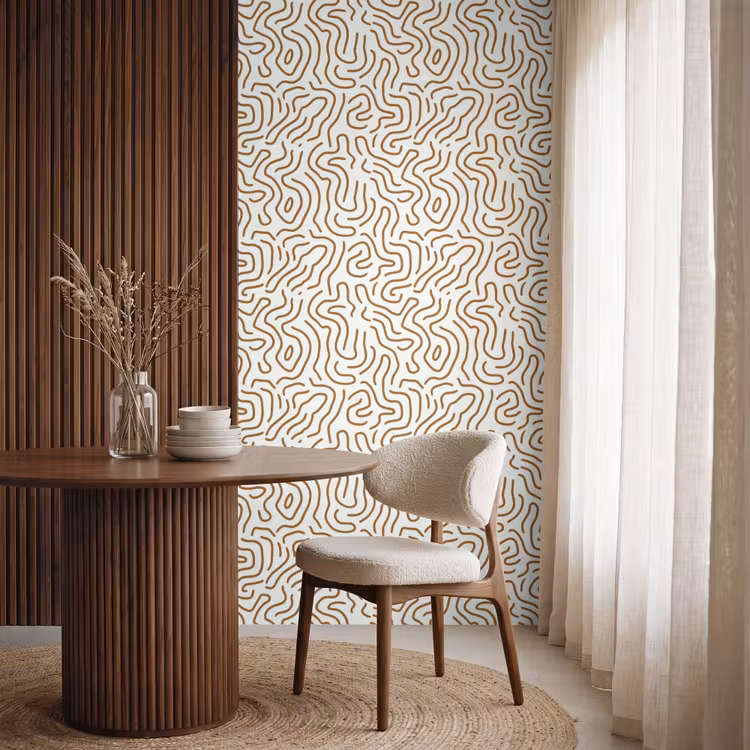 Minimalistisch - Patroon - Terracotta Behang Vlies klein 1076 -sfeer1