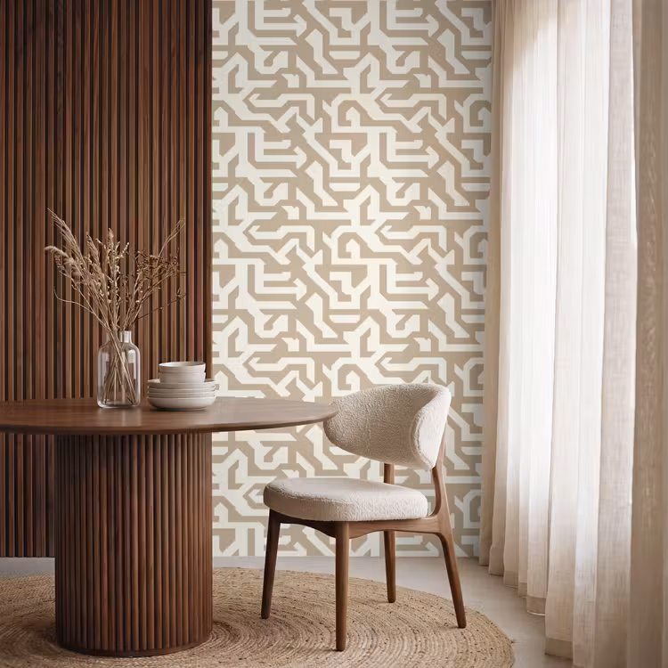 Modern - Abstract - Beige Behang Vlies klein 1076 -sfeer1