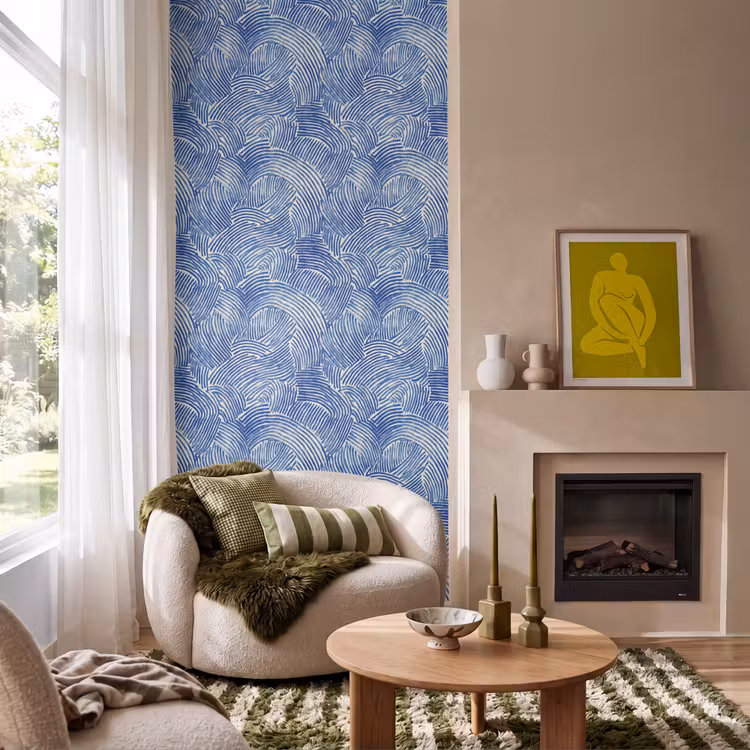 Modern - Abstract - Blauw Behang Vlies klein 1076 -sfeer2