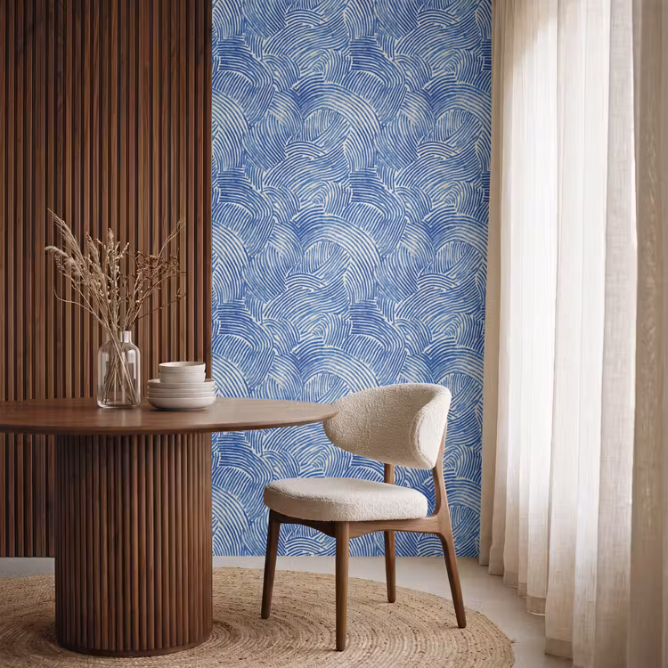 Modern - Abstract - Blauw Behang Vlies klein 1076 -sfeer1