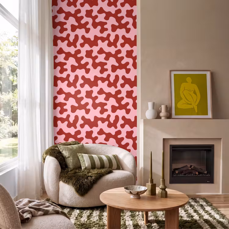 Modern - Abstract - Rood Behang Vlies klein 1076 -sfeer2