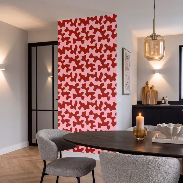 Modern - Abstract - Rood Behang Vlies klein 1076 -sfeer3