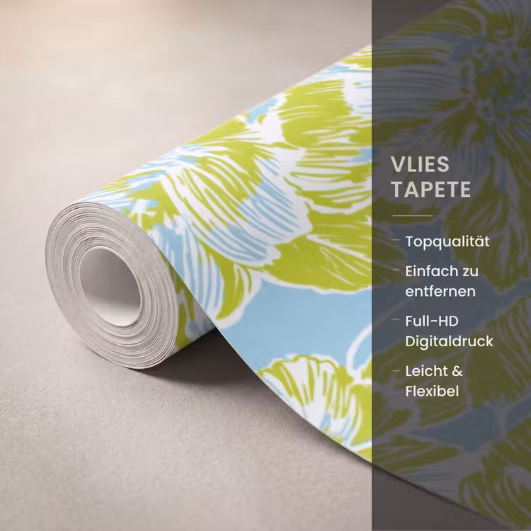 Modern - Bloemen - Groen Behang Vlies klein 1076 -USP_closeupDE