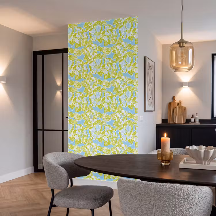 Modern - Bloemen - Groen Behang Vlies klein 1076 -sfeer3