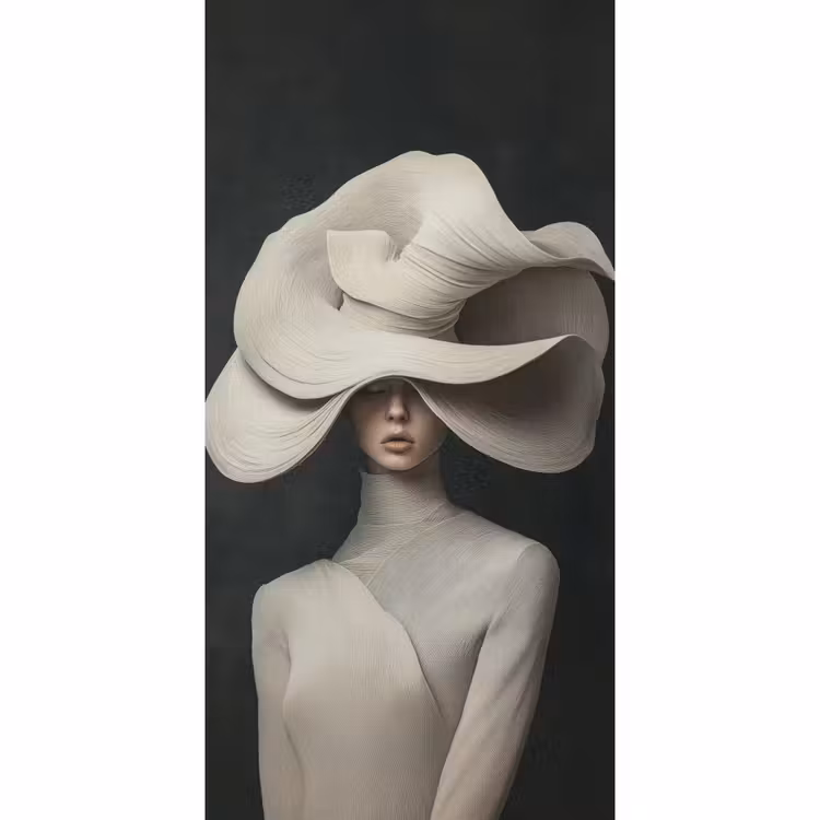 Modern - Vrouw - Hoed Behang Vlies klein -3d_website