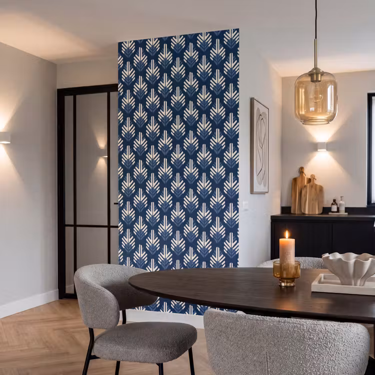 Modern - Patroon - Blauw Behang Vlies klein 1076 -sfeer3
