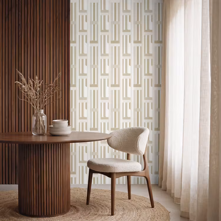 Modern - Geometrisch - Beige Behang Vlies klein 1076 -sfeer1