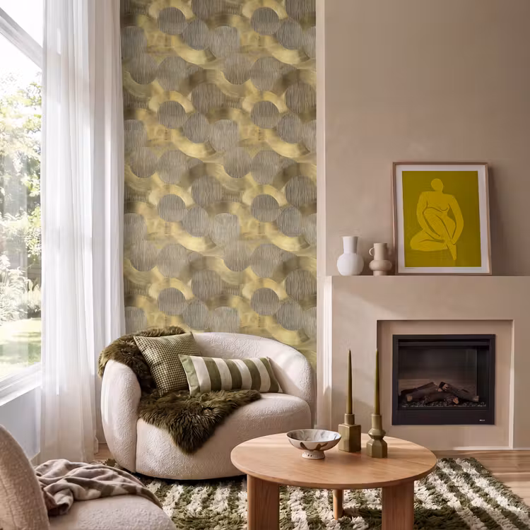 Modern - Geometrisch - Goud Behang Vlies klein 1076 -sfeer2