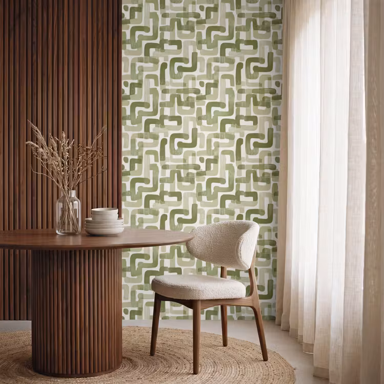 Modern - Grafisch - Groen Behang Vlies klein 1076 -sfeer1