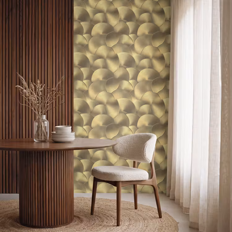 Modern - Cirkel - Goud Behang Vlies klein 1076 -sfeer1
