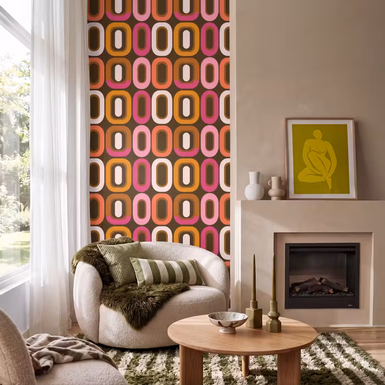 Modern - Retro - Kleurrijk Behang Vlies klein 1076 -sfeer2