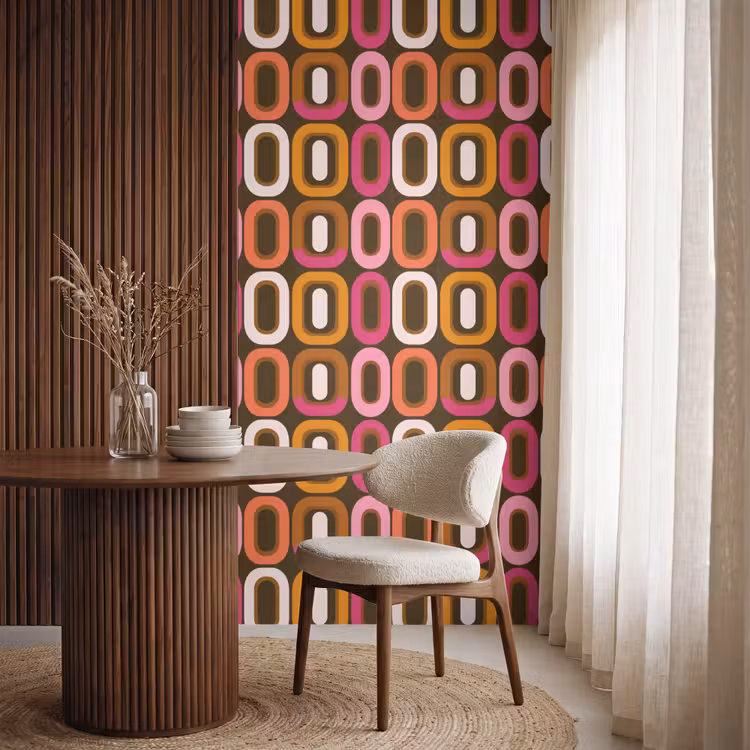 Modern - Retro - Kleurrijk Behang Vlies klein 1076 -sfeer1