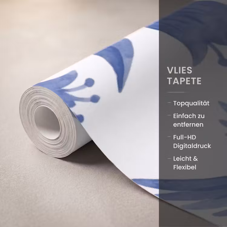 Modern - Vogels - Delfts - Blauw Behang Vlies klein -USP_closeupDE
